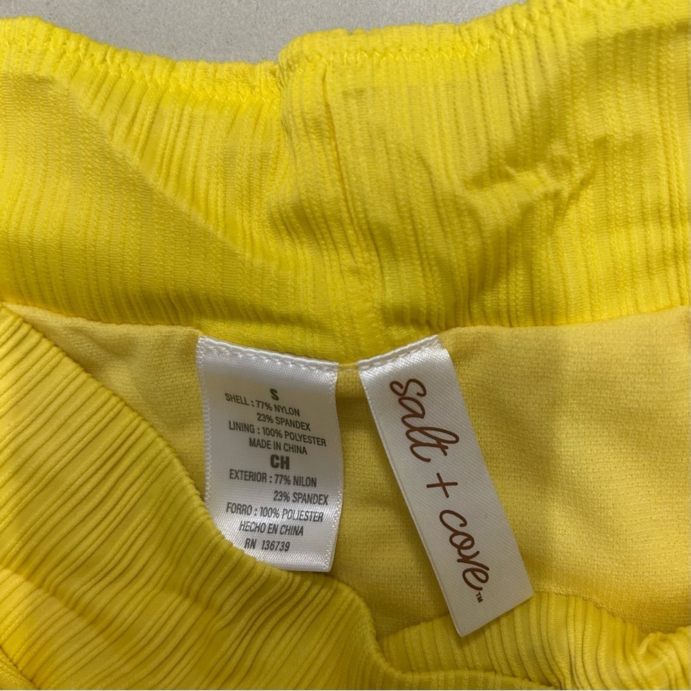 Women’s 2-Piece Salt + Cove Bright Yellow Ribbed Swimsuit. Size M - Picture 7 of 9
